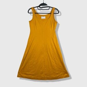 Everlane Fit and Flare Midi Dress Womens XS Yellow Mustard Sleeveless Minimalist